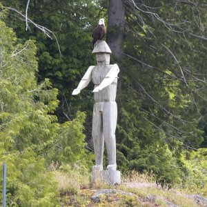 I went to Marktosis the next day.  This is the welcoming man at the entrance to the small harbor.
