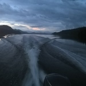 Media 'Up in the morning and on my way by 5:30.  A classic cell phone shot with my finger in the picture.' in album 'Casting off in Port Angeles on the Coho to Victoria.'