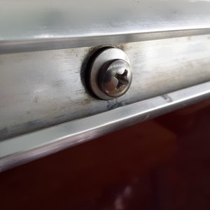 1-1/4 10-32 machine screws worked well for all but a few where the glass was thicker.  I used the rubber sealing washer to isolate the ss from the alum.  on the inside I used fender washer, lock washer, and nut