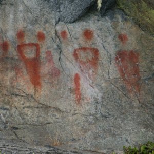 Pictographs, coppers and moons or suns.