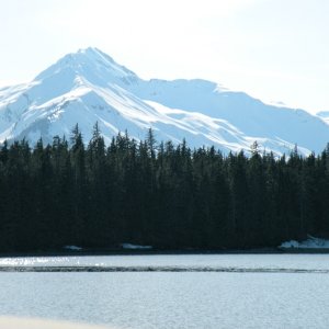 View of mountains inside Boat Harbor entrance.