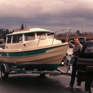 Picking up the new 22 (Reel Estate) from Coos Bay Marine Date 2/92