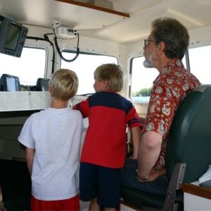 Grandsons Checking Out Fish in L. Ontario