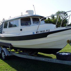 Front View of Boat on Trailer
