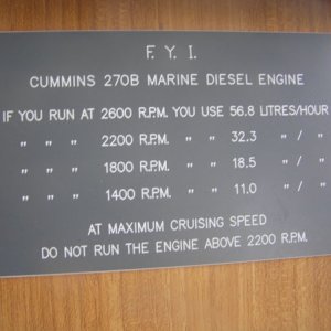 1400 RPM is around 9 knots in calm water.