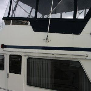 Exterior with Navy stripes to match canvas