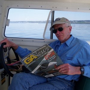 He loves the boat! Almost as much as his plane.