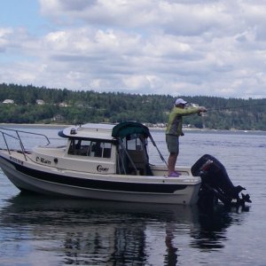 Fly fishing the flats off of a Vashon Island beach.