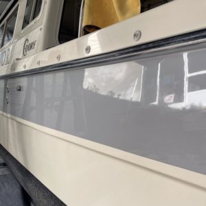 Clean reflection 
The snaps hold the bottom edges of the mosquito netting- They?re called ?SNADs? and do not require holes to be drilled just prep with their primer. Sailrite carries them
