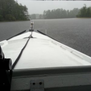 Anchored in the SandpitFriday morn.  Lots of rain