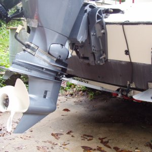Tansom Saver with load on trailer roller not transom