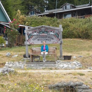 A shore visit.  On charts this is "New Vancouver," however I was told by a First Nations resident that New Vancouver is the "government name."  The real name is Tsa̱dzis'nukwa̱me.  Say that fast three times.