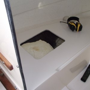 Port side cutout. You can see foam does not fill complete void