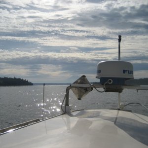 Looking east between McNeil and Anderson Islands toward Mt. Rainier