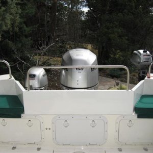 Media 'Transom shield - the rail is removable. Note the third hatch installed in the middle of the transom storage area which improves access.' in album 'Back in the day.'