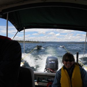 Media 'Leaving the windy west thumb - Julie enjoying her first trip on the lake, July 3rd 2010' in album 'Leaving the windy west thumb - Julie enjoying her first trip on the lake, July 3rd 2010'