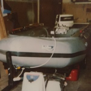 Boat #2 (1991-1993): 1982 Achilles SR-132,  with 30 hp Johnson. Other power options were a late 60's 18hp Evinrude and a 1976 Johnson 15 (seen in foreground).