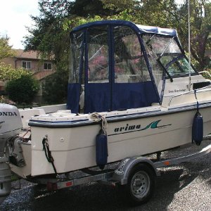 Boat #6 (2003-2012): 2003 Arima 16' Sea Explorer with original 50 hp Honda, repowered with 90 hp E-tec in 2006