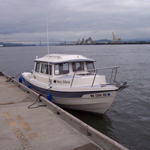 Mary Ellen tied up to the city dock at Rainer, OR.