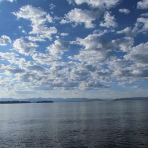 Frank Island on Yellowstone Lake water temp 57 degrees