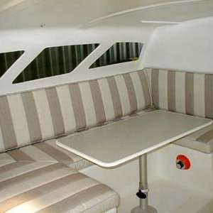 Media 'possible dinette' in album 'Port forward hatch closed showing stainless hinges'
