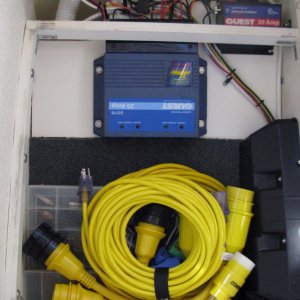 battery charger, galvanic isolator, shore power cables and adapters