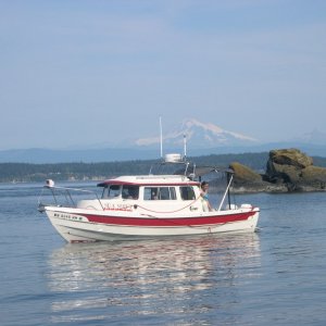 Sea Shift at Clark Island in the San Juans with Mt. Baker in the background. 8/01
