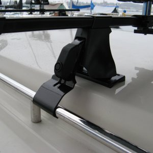 secure grab on the bar and weight rests on the roof