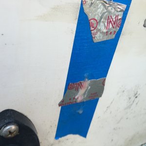 Media 'taped the outside of the main bolt holes and drilled relief holes above, angled down' in album 'I installed this kicker bracket/swim step that I had fabricated'