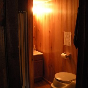 Media 'Bathroom with composting toilet.' in album 'Cabin in winter.  A 61 acre wooded valley with a 2 acre stocked lake in the middle of Amish country.  The nearest neighbor is 1/2 mile away and it's only an hour from home.'