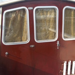 Another view of stained bulk head, door.