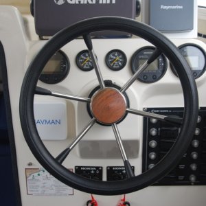 Wheel Hub replaced with teak hub.