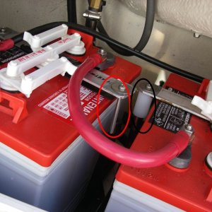Media 'Golf cart battery installation. Detail of spacers.' in album 'Moved the battery box to give more room'