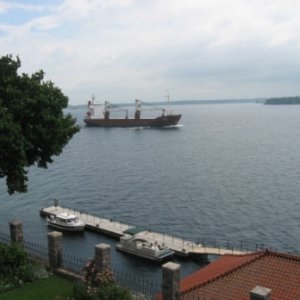 33.) frieghter heading up the St. Lawrence
