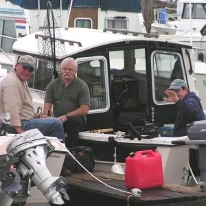 Tim, Terry and Dave (Ann Peeking Out Behind Tim) on Raven