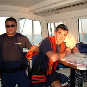 Boarded by the Coast Guard; got the "good as gold" paper from them (gets you out of another inspection for a year)