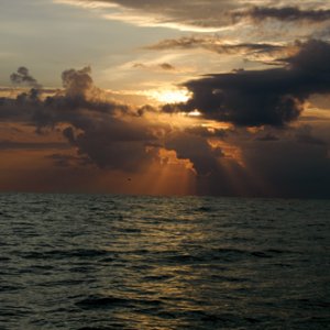 Sunrise, heading into the Gulf of Mexico
