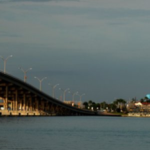 The causeway and lighthouse at Port Isabel