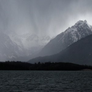 rain coming over the mountains