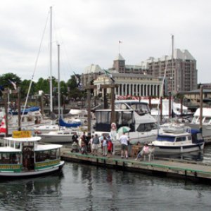 Our slip is at the front of the dock, right in front of the Empress Hotel