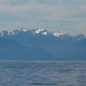 Looking across Strait of Juan de Fuca at the Olympic Mountains 40 miles away