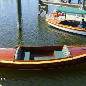 Handmade wooden boats at the Oriental Boat show.