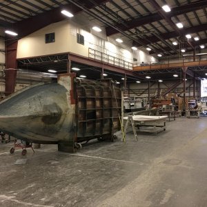 A C-Dory 19 hull mold they are about to get started on. Mark said they don't really build many of the 22's and smaller anymore. Everyone wants bigger and bigger these days.
