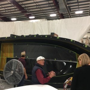 C-Dory 19 mold getting ready, and a CD19 expert himself describing the boat to prospective 25 buyers who attended