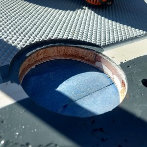 It took me a few days to get over the apprehension but I finally cut the BIG friggen hole.

Dug out balsa with a dental tool. Brushed in some wet epoxy.