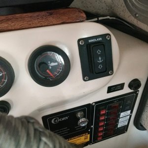 Decided to go ahead and go with this location for the switch. 

Per the advise of some C-Brats, I have another 50 amp breaker on order that will get mounted on the lower bulkhead. This will be used to kill the circuit when the windlass is not being used so there are no accidental anchor releases.