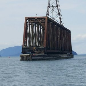 The railroad bridge at the entrance to Padilla Bay and Twin Bridges Marina