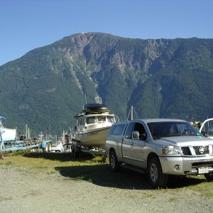 parking lot at Bella Coola marina