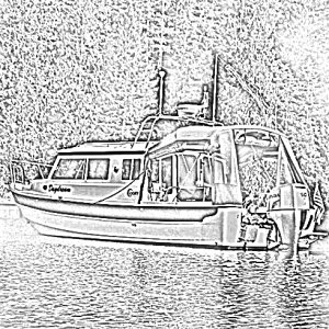Daydream at Anchor at Von Donop Inlet Charcoal