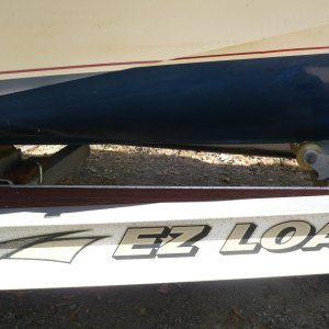 Media 'Keel roller supports. Difficult to find tall enough risers to be truely supportive.' in album 'Bought used 03 EZ Alum tandem to replace single axle. Refitting for CD. Sun canopy for working in the heat!'